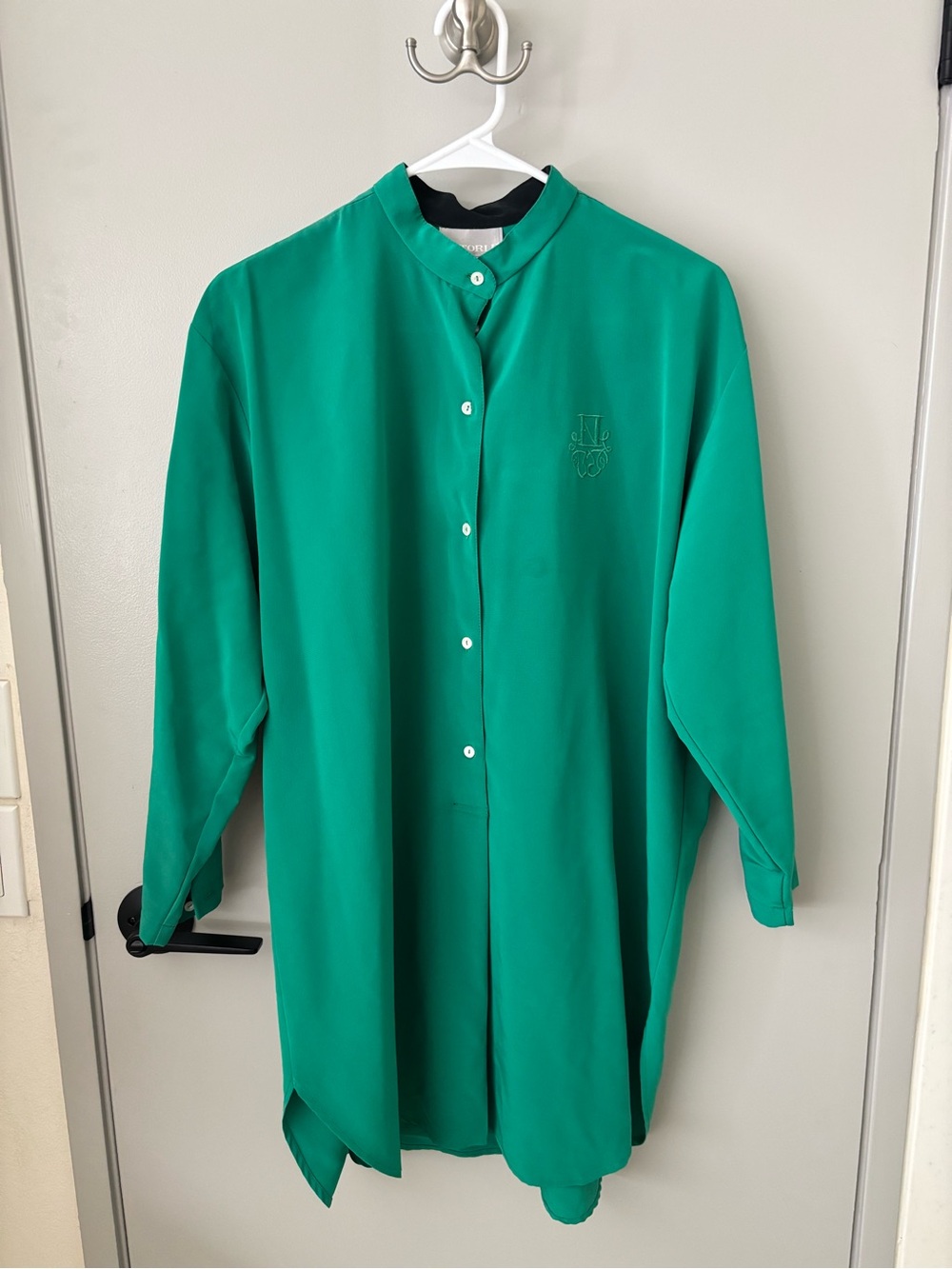 Vintage Natori II Emerald Green Oversized Tunic Blouse